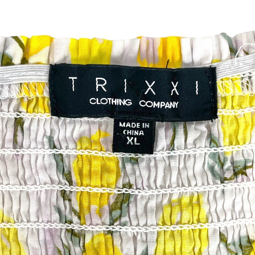Trixxi Women's XL Lemon Print Puff Sleeve Babydoll Dress Lined Cottagecore - Picture 6 of 8